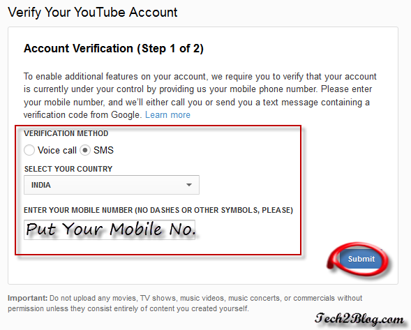 YouTube Account Verification step1