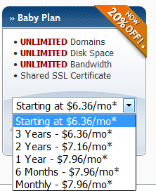 hostgator baby plan pricing