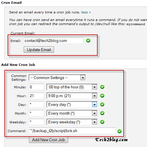 Cron Job setting