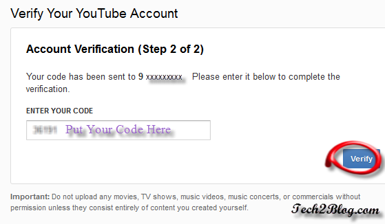 YouTube Account Verification step2