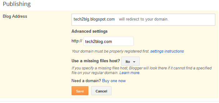 blogger domain setting