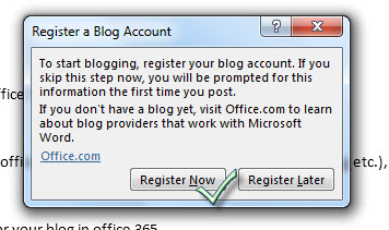 Office 365 register blog account