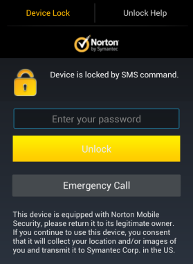 Norton mobile security phone lock