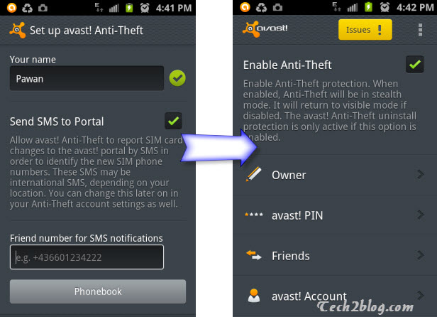 Avast Anti-theft setup