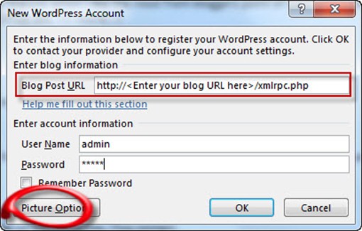 office365 WordPress Credentials