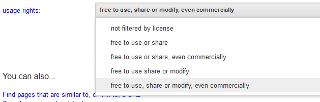 Google Advance image search usage rights