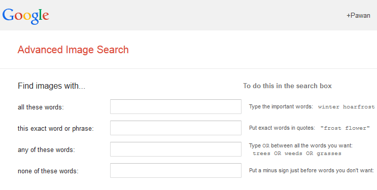Google Advance image search