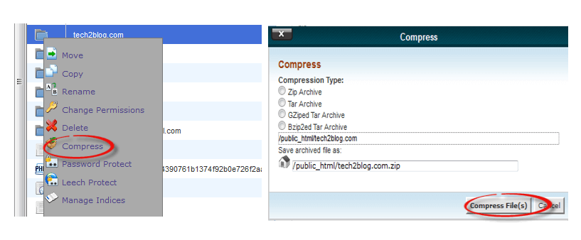 compress folder in web hosting