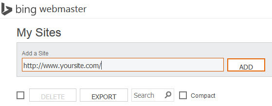 bing webmaster tool add site