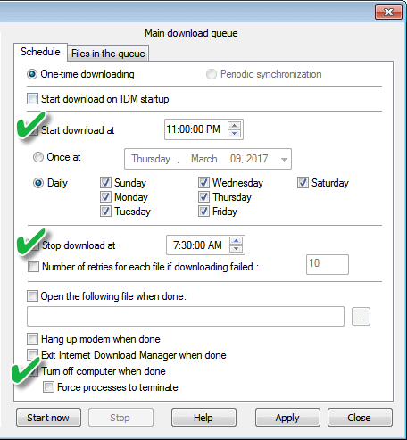 Internet Download Manager (IDM) Scheduler