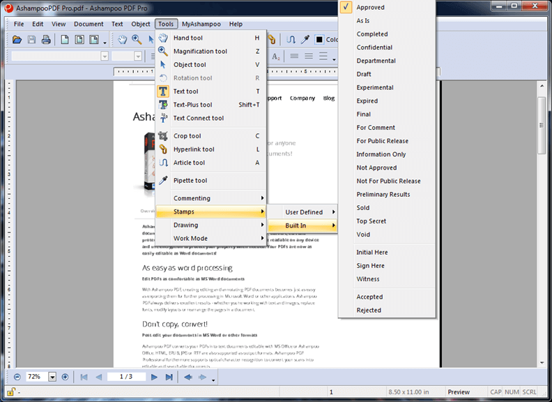 Ashampoo PDF Pro - Built-in Stamps