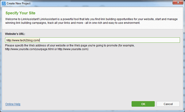 LinkAssistant Add Website