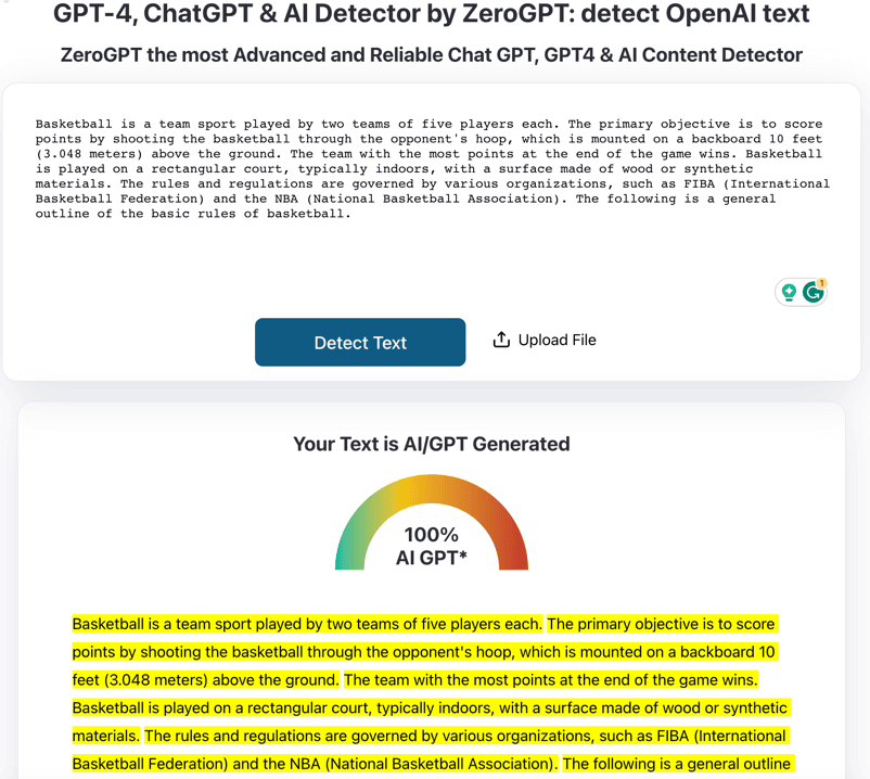 ZeroGPT AI Content Detector